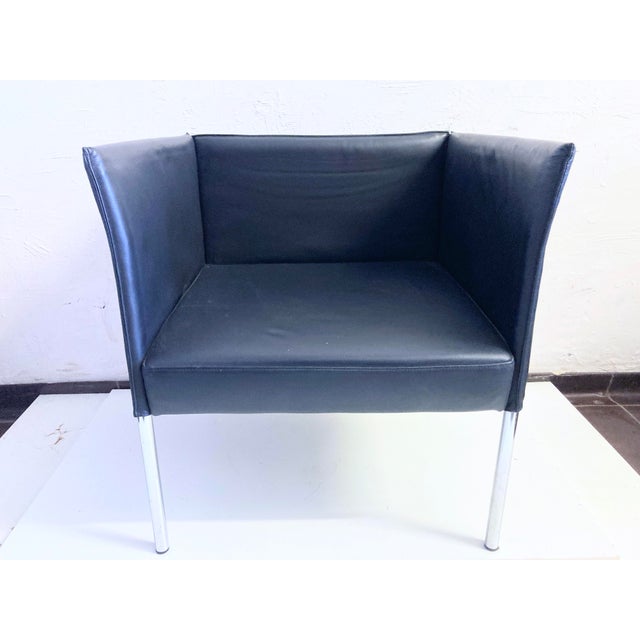 Black Leather Armchairs by KFF, 1990s, Set of 2 For Sale - Image 8 of 12