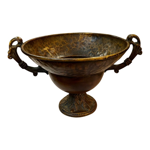 1970s Vintage Bronze Cast Iron Vase/Urn on Pedestal Chairish