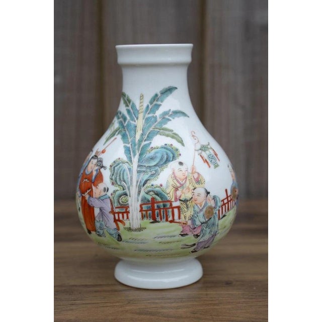 Chinese Famille Rose Figural Porcelain Vase, 1950s For Sale - Image 15 of 18