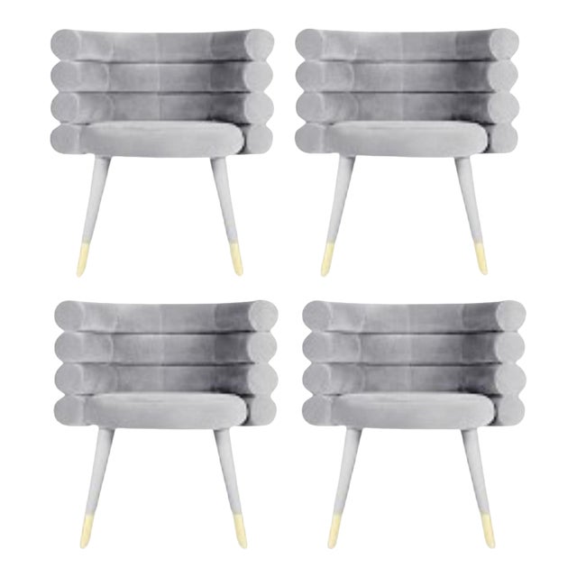 Grey Marshmallow Dining Chairs by Royal Stranger, Set of 4 For Sale