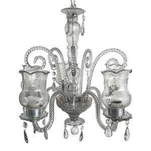 Vintage Murano Glass, Crystal Chandeliers, Hurricane Shades, (2) Available