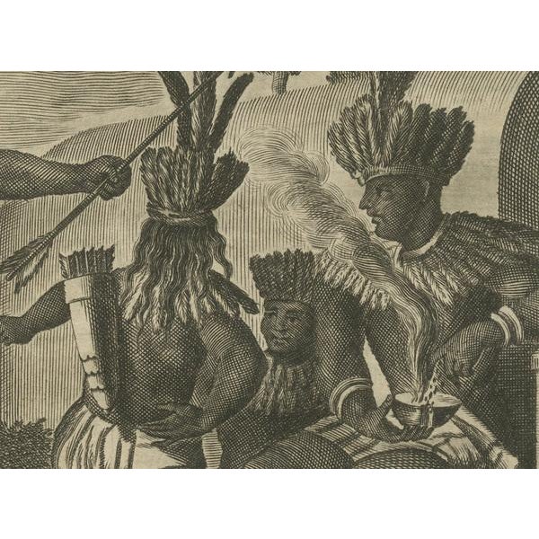 Montanus, Ceremonial Gathering in New Spain, 1673, Engraving For Sale - Image 4 of 12