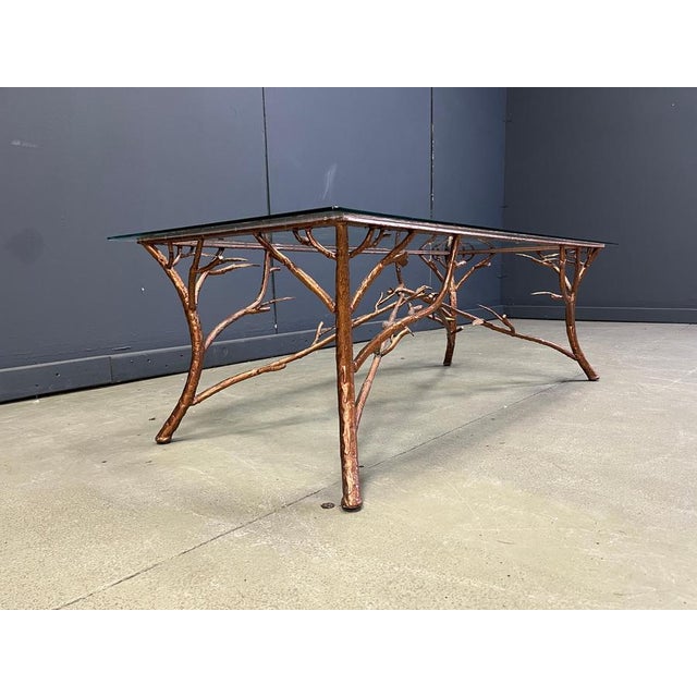 Vintage Hand Crafted Wrought Iron Tree Branches Cocktail Table with Glass, 1970s For Sale - Image 6 of 14