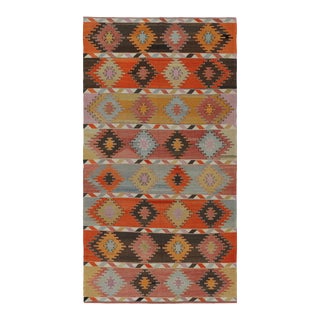 Vintage Mid-Century Afyon Geometric Multi-Color Wool Kilim Rug For Sale