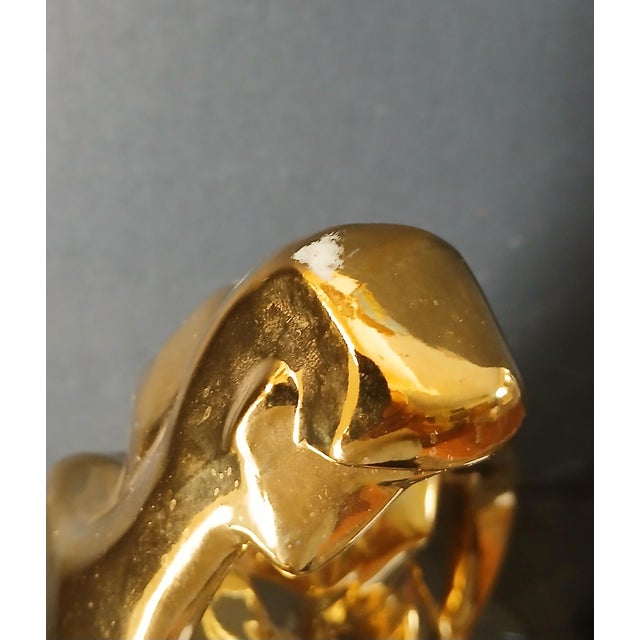 Mid 20th Century Mid 20th Century Jaru Sculpture Embracing Couple 22kt Gold PLTD Ceramic Incredibly Beautiful MCM For Sale - Image 5 of 6