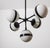 Model Peggy Chandelier in Black Lacquered Iron with Opaline Spheres with Central Lace by Hangar Design Group for Showy, in...