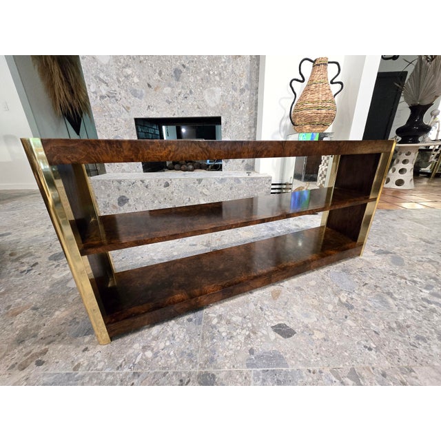 Mid 20th Century Beautiful Burl and Golden Brass Sideboard by Century Furniture, Attributed For Sale - Image 14 of 16