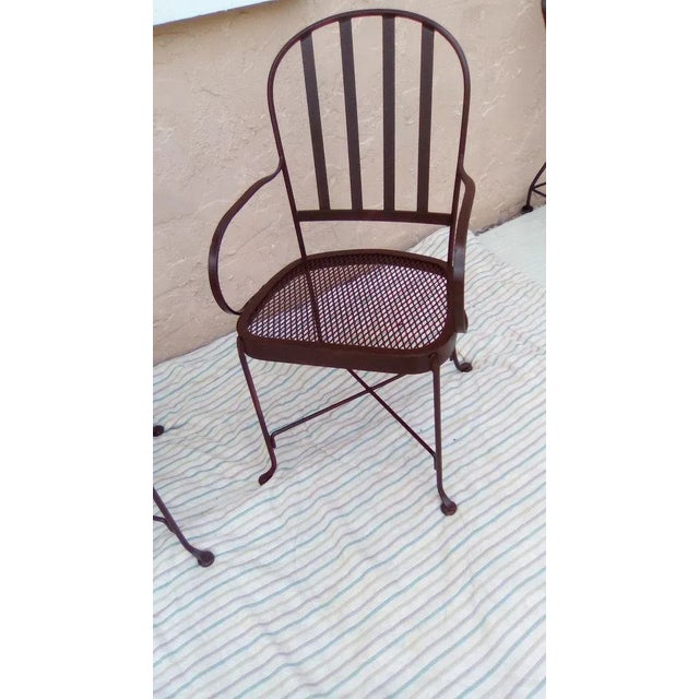 Vintage Salterini Style Metal Patio Arm Chair Brown Color Set of 2 For Sale - Image 4 of 12