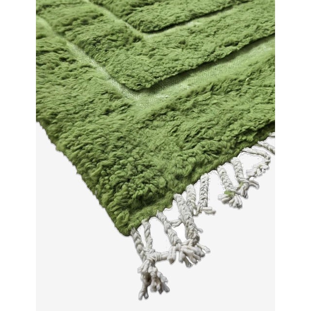 Mid-Century Modern Green Moroccan Rug - 10.4 X 7.9 Ft For Sale - Image 3 of 8