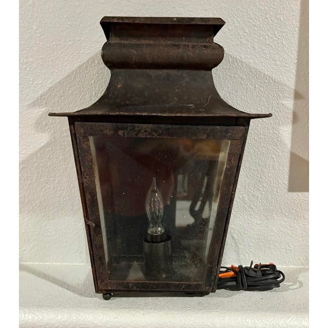 Metal 1970s Continental Iron Lantern Wall Sconce For Sale - Image 7 of 9