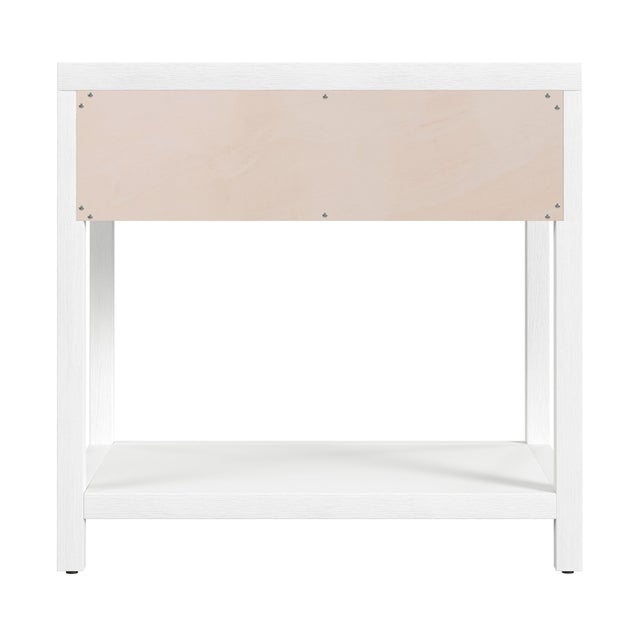 Nora 30 in. W Rectangular Wood 1 Drawer Wide Nightstand with Lower Open Shelf, White For Sale In Chicago - Image 6 of 8