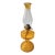 Vintage Amber Glass Kerosene Oil Lamp With P&a Eagle Burner and Chimney For Sale