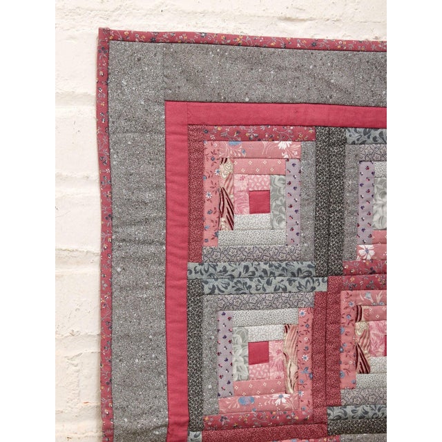 Boho Chic Pink Vintage Quilt For Sale - Image 3 of 9