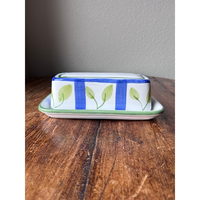 1990s Caleca Leaf Pattern Made in Italy Butter Dish With Lid For Sale In Dallas - Image 6 of 11