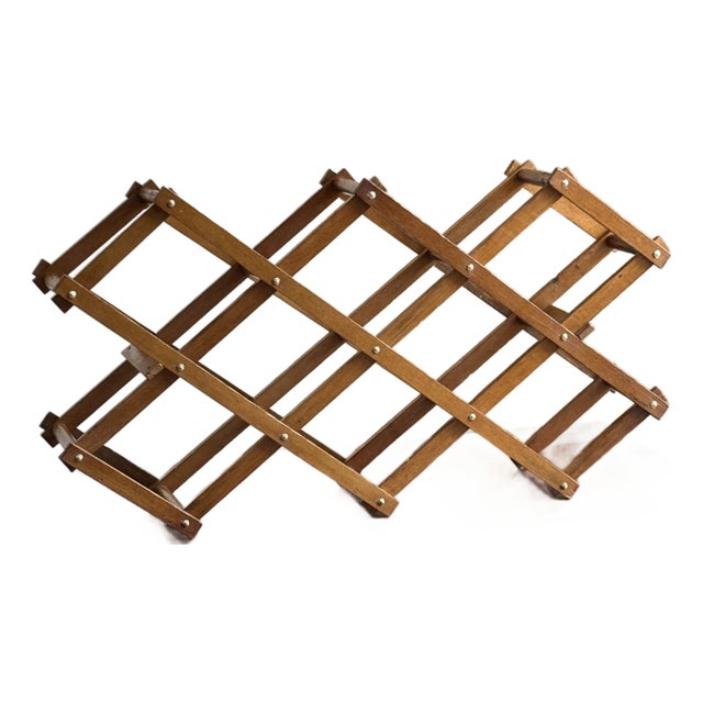 Mid-Century Modern Accordion-Style Wood Wine Rack For Sale