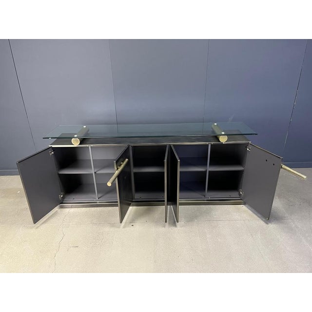 1980s Vintage Brass Credenza attributed to Belgochrom, 1980s For Sale - Image 5 of 14