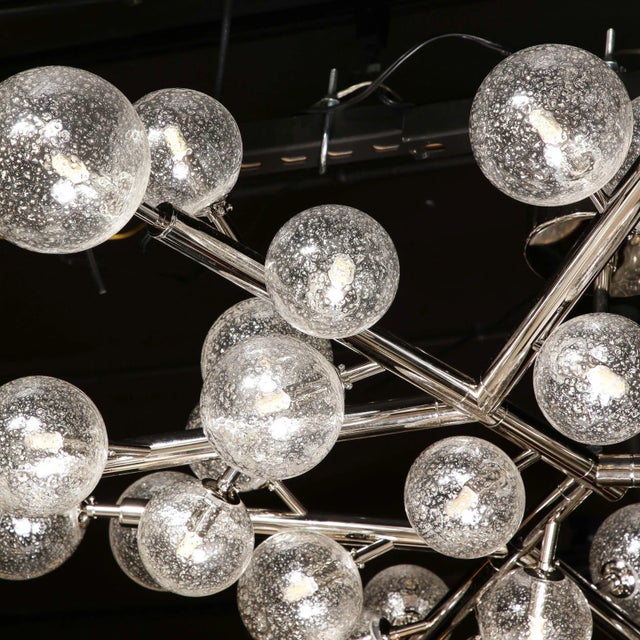 Custom Exclusive Polished Nickel & Murano Glass Molecular Snowflake Chandelier For Sale - Image 12 of 12