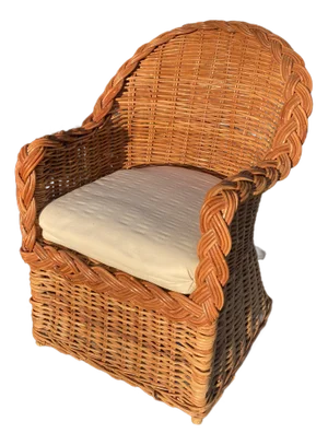 Bielecky Brothers Natural Rattan Jumbo Braid Barrel Chair