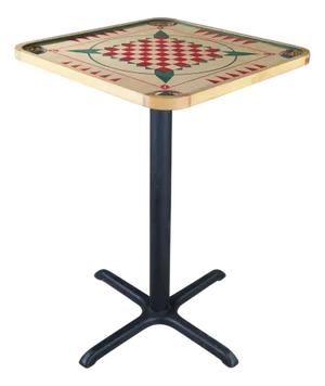 Vintage Carrom Crokinole Chess Checkers Game Board Pedestal Table 42"