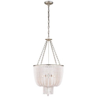 AERIN for Visual Comfort Signature Jacqueline Chandelier in Burnished Silver Leaf with White Acrylic For Sale