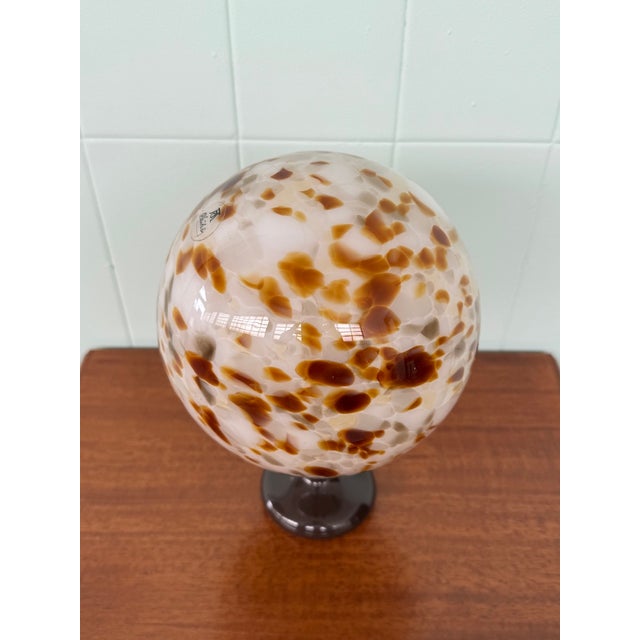 Vintage Glass Sphere on Wooden Base by Alain Delon, 1970s For Sale - Image 4 of 14