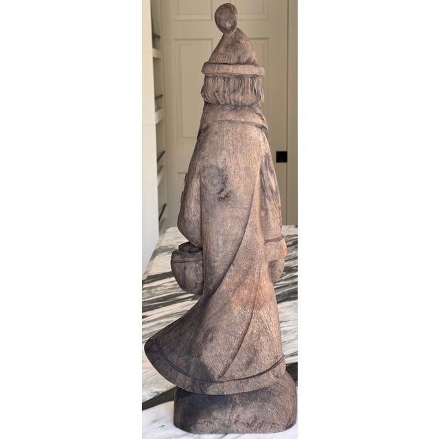 Mid-Century Modern Vintage Hand Carved Wooden Old-World Scandanavian Santa For Sale - Image 3 of 12