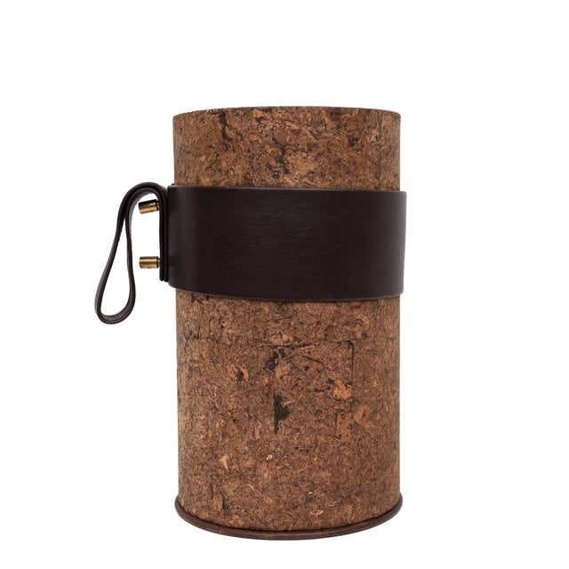 Brown Cork and Leather Umbrella Stands, France, 1970s For Sale - Image 8 of 10