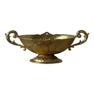 Mid 20th Century Large Italian Gold Gilt Bronze Handled Bowl