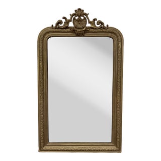 19th Century Large French Louis Philippe Carved and Giltwood Mirror For Sale