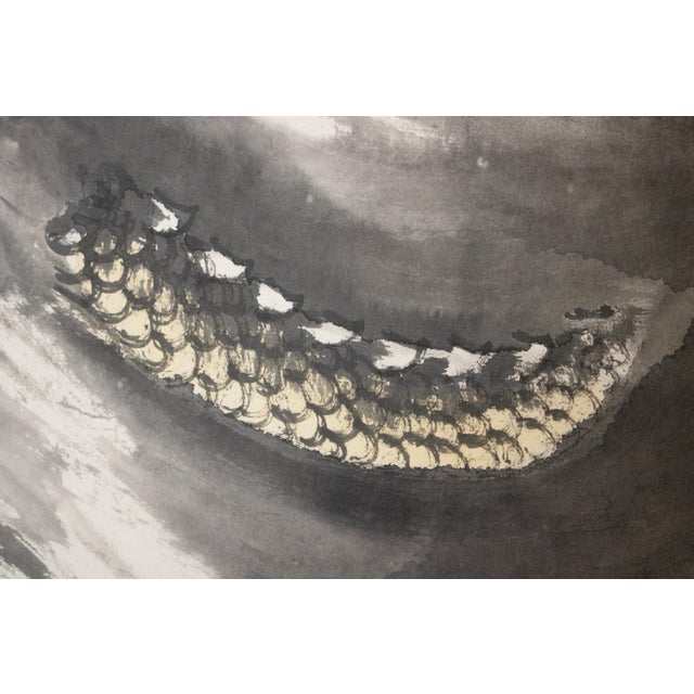"Dragon", 1970s Chinese 4-Panel Painted Folding Screen For Sale - Image 11 of 17