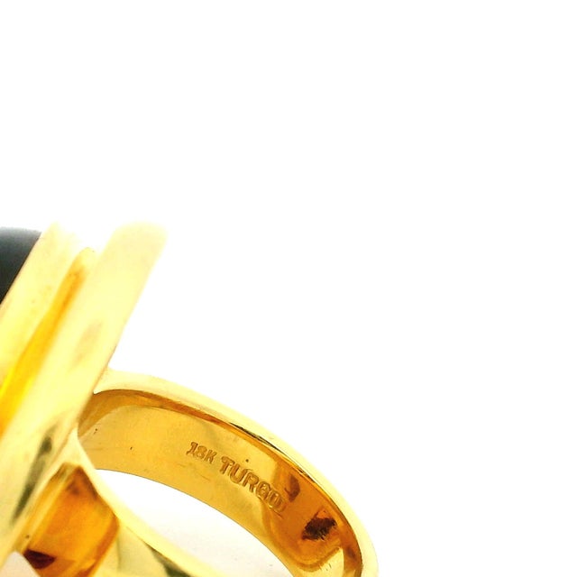 Vintage Turgo 18k Gold Large Cabochon Citrine Statement Ring, Size 7 For Sale In Miami - Image 6 of 10