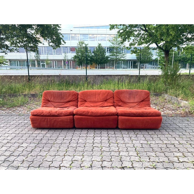 Vintage Velour Modular Sofa, 1970s, Set of 3 For Sale - Image 6 of 18
