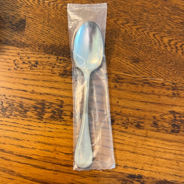 1990s Christofle Perles Solid Sterling Silver Standard Teaspoon .925 For Sale - Image 10 of 12