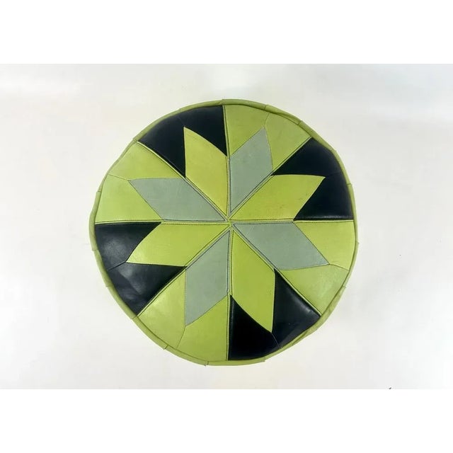 Hand-Crafted Morocco Leather Ottoman, 1980s, in Very Good conditions. Designed 1980 to 1989