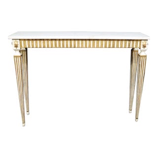 Italian Florentine Cream & Gilt Marble Top Console Table For Sale