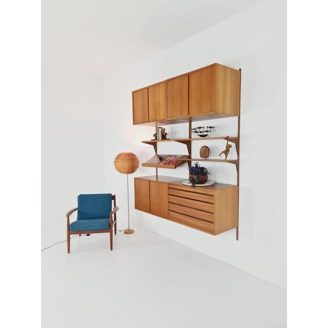 Mid century danish teak wall unit with records cabinet and magazine rack by poul cadovius for cado, denmark, 1960s danish...
