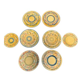 French Pottery - Vintage Terre E Provence Plates - 6 Dinner Plates and 8 Salad Plates -Set For Sale