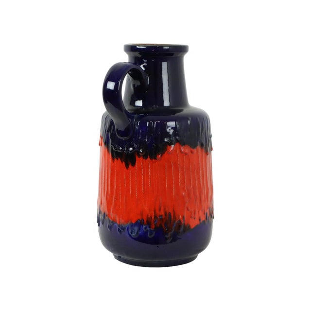 Blue Blue and Orange Fat Lava Vase from Scheurich Keramik, West Germany, 1960s For Sale - Image 8 of 11