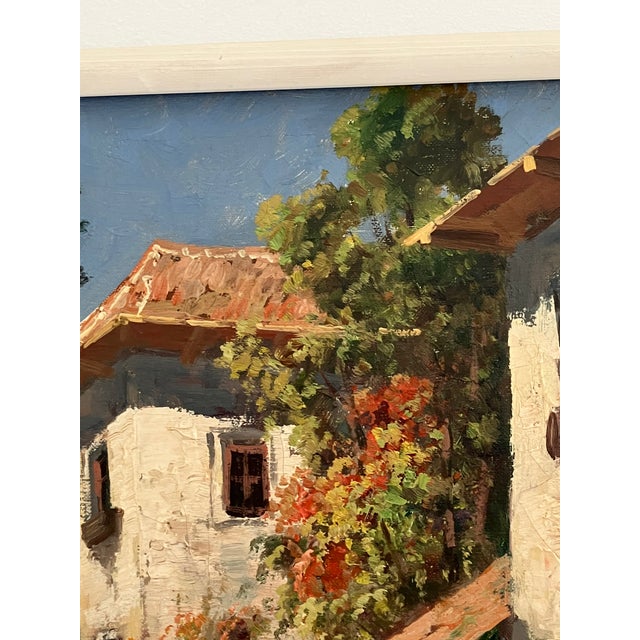 Mid 20th Century Italian Coastal Village Oil Painting, Attributed to Garelli, Mid-Century For Sale - Image 5 of 11