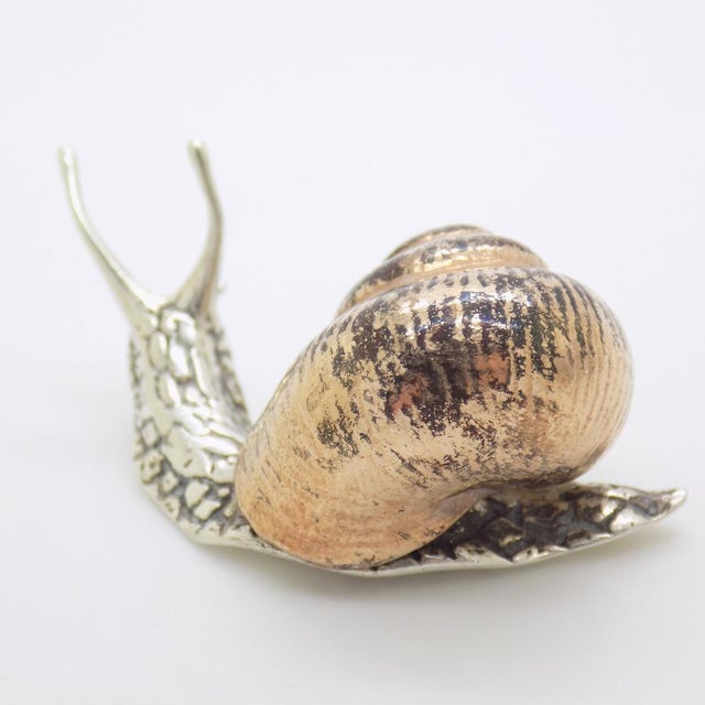 1980s Vintage Italian Handmade Silver and Brass Snail, Tuscany, Italy, 1980s For Sale - Image 5 of 12