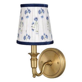 Blue Velvet Floral Sconce Shade For Sale