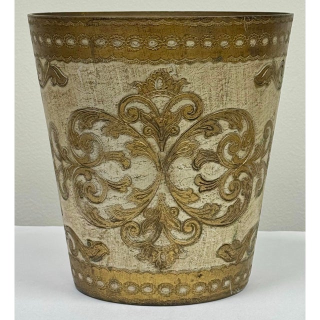 Vintage Mid 20th C Italian Florentine Wastebasket For Sale In Kansas City - Image 6 of 9