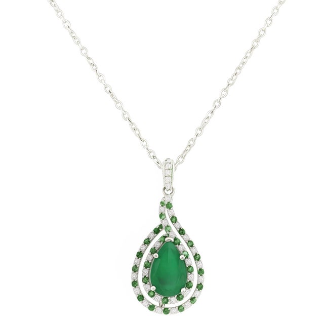 Green Natural Emerald Diamond Necklace 18" 14k Gold 5.6 TCW Certified For Sale - Image 8 of 13