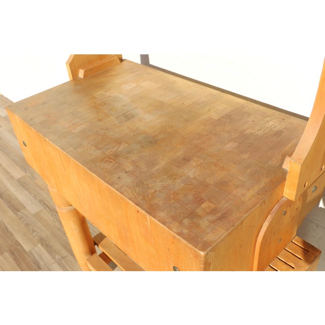 Brown Vintage I. Magnin Solid Wood Butcher Block Baker’s Rack Kitchen Workbench For Sale - Image 8 of 18