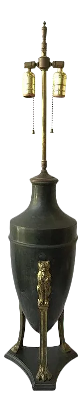 1900s Classical Metal Urn Lamp with Cats