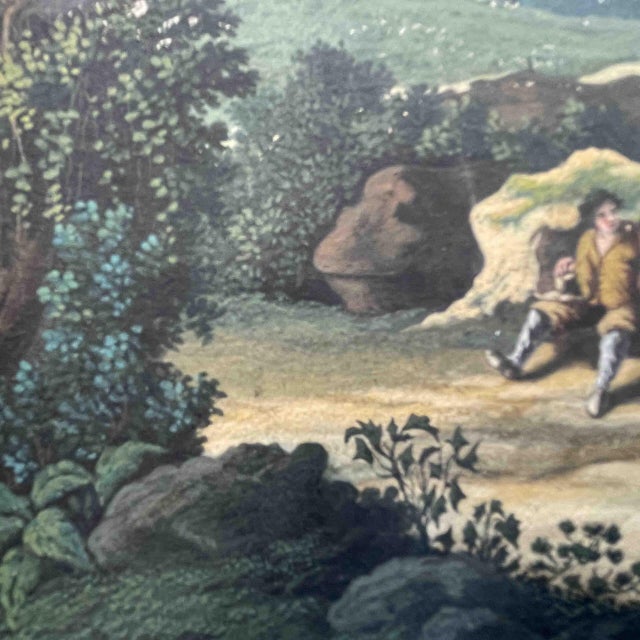 Italian Artist, Bucolic Landscapes, 1800s, Watercolor on Cardboard, Set of 2 For Sale - Image 3 of 14