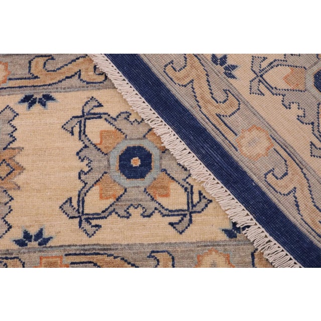Textile 1990s Shabby Chic Ziegler Bernarda Blue Beige Hand-Knotted Wool Rug - 10'0'' X 13'5'' For Sale - Image 7 of 7