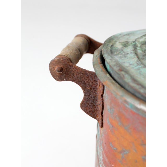 Antique Copper Wash Boiler With Lid For Sale - Image 9 of 17