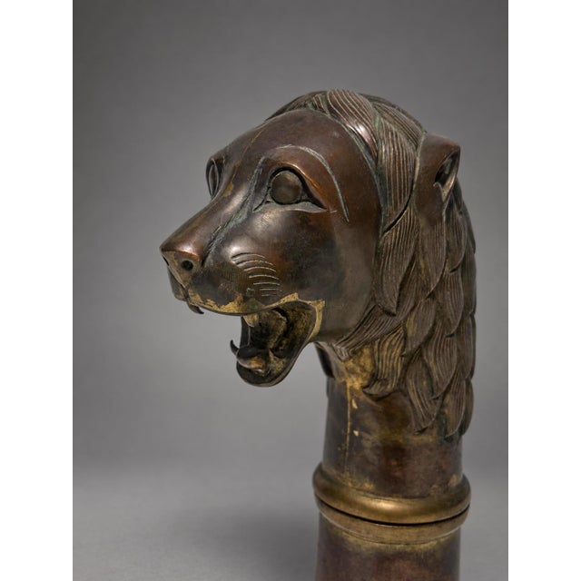 European Patinated and Parcel-Gilt Lion-Head Vesta or Match Safe, Circa 1900 For Sale In Providence - Image 6 of 9