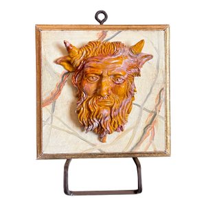 Grand Tour Style Hand Carved Faux Marble Painted Bust of Acheloos the God of Lezoux Paperweight Plaque